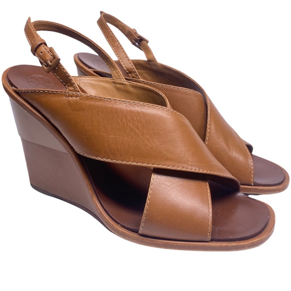 TORY BURCH GABRIELLE LEATHER WEDGE SANDAL